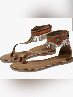 Manitobah Mukluks Wasaga Ankle Sandal Light Brown/Brun Leger size 7